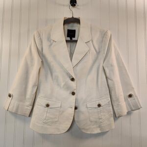 The Limited Women's Crisp White Cotton Spandex Blend Blazer Size M 3/4 Sleeve